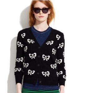 MADEWELL | WALLACE | black & white bows cardigan with pockets S